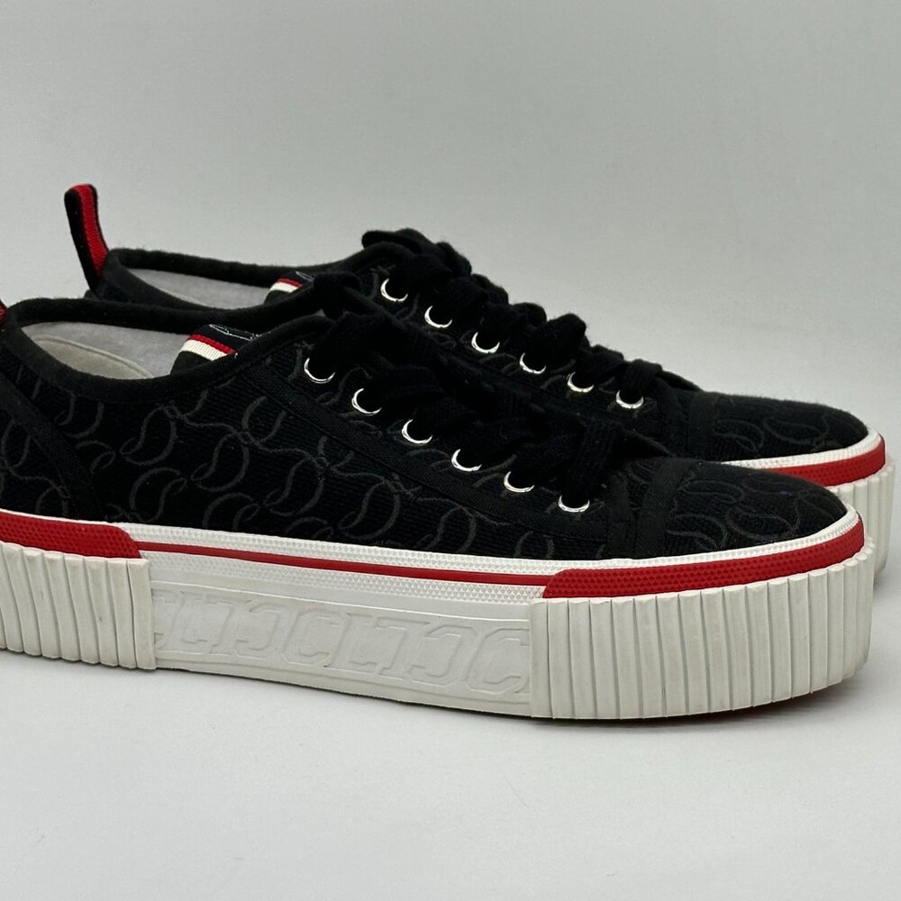 Christian Louboutin SUPER PEDRO Jacquard Monogram CL Logo Platform Sneakers - Picture 12 of 16